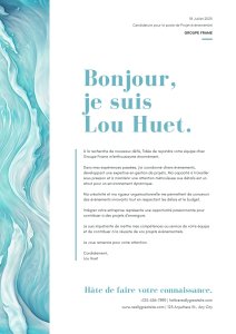 Document A4 Lettre de motivation photo creatif et moderne bleu 1